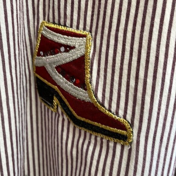 VINTAGE BOBBIE BROOKS BLOUSE WITH APPLIQUÉD SHOES - Picture 7 of 10